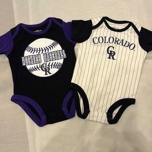 NWOT [MLB] Colorado Rockies Baseball Onesie Lot of 2x, Unisex Baby Sz 0/3 Months